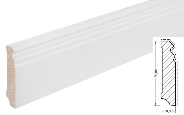 Berliner Profilleiste SL 625 weiß lackiert - HOCO Sockelleiste (18x80x2700mm)