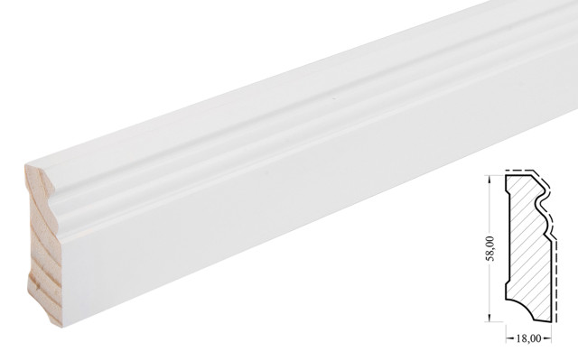 Berliner Profilleiste SL 624 weiß lackiert - HOCO Sockelleiste (18x58x2700mm)